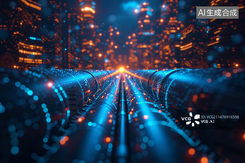 【AI数字艺术】未来科技数据传输图片素材