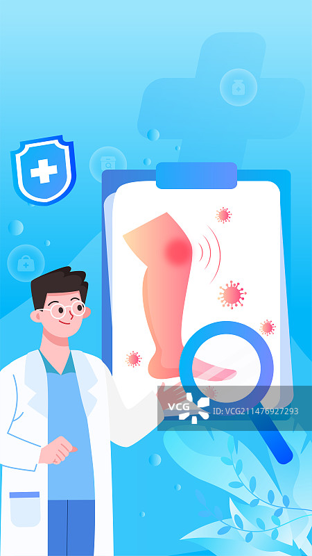 医生讲解腿部知识插画图片素材
