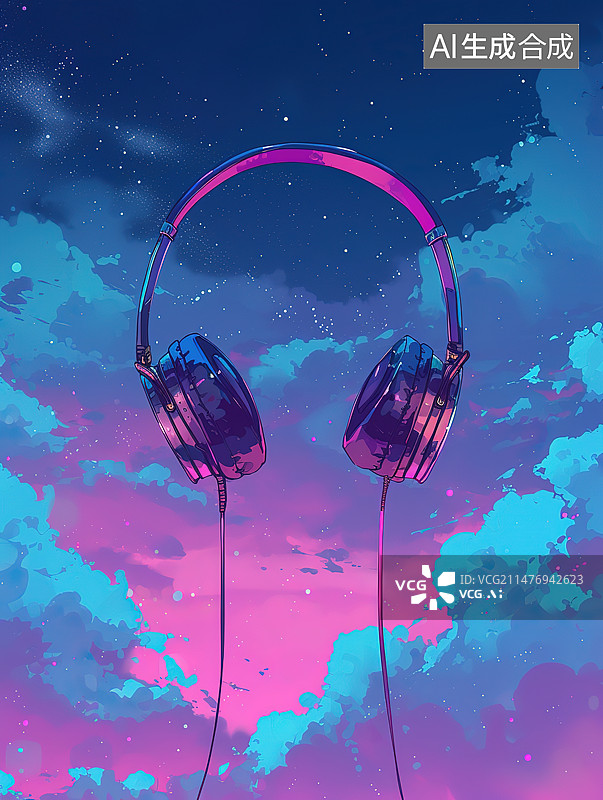 【AI数字艺术】蓝色背景下照明设备的特写镜头图片素材