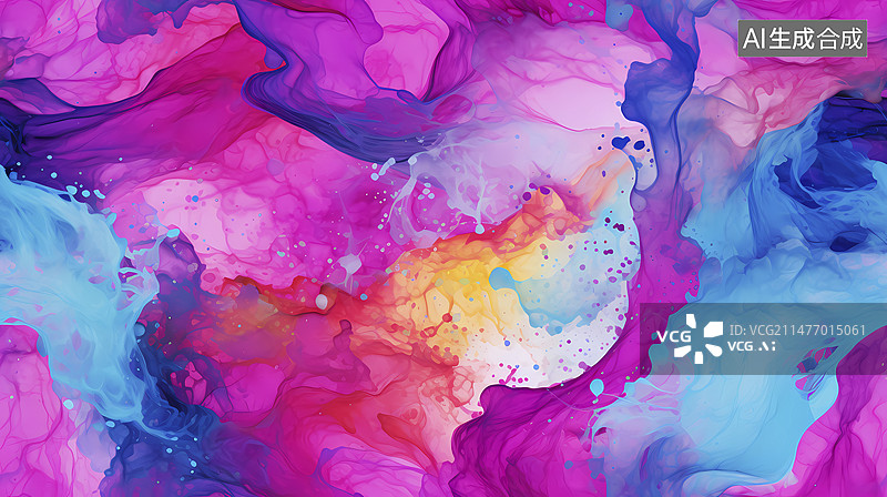 【AI数字艺术】数码飞溅喷墨图案装饰抽象图形海报背景图片素材