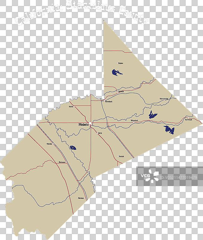 美国加利福尼亚州斯坦尼斯劳斯县地图图片素材
