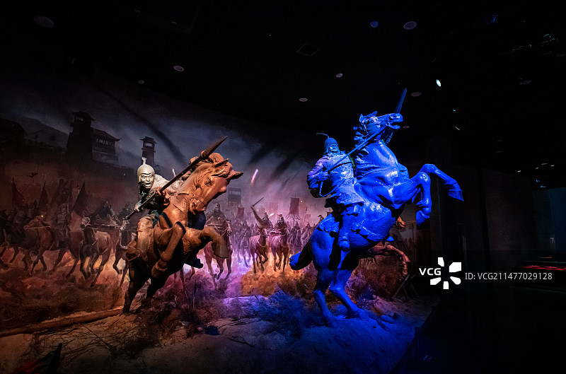 官渡之战  场景雕塑  河南省安阳市安阳县曹操高陵遗址博物馆图片素材