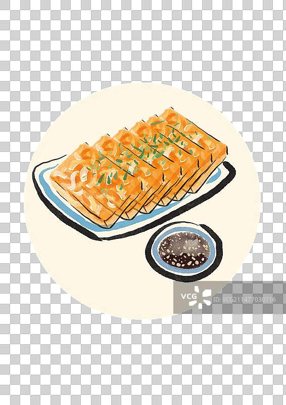 水墨风哈尔滨美食插画元素-肉皮冻图片素材