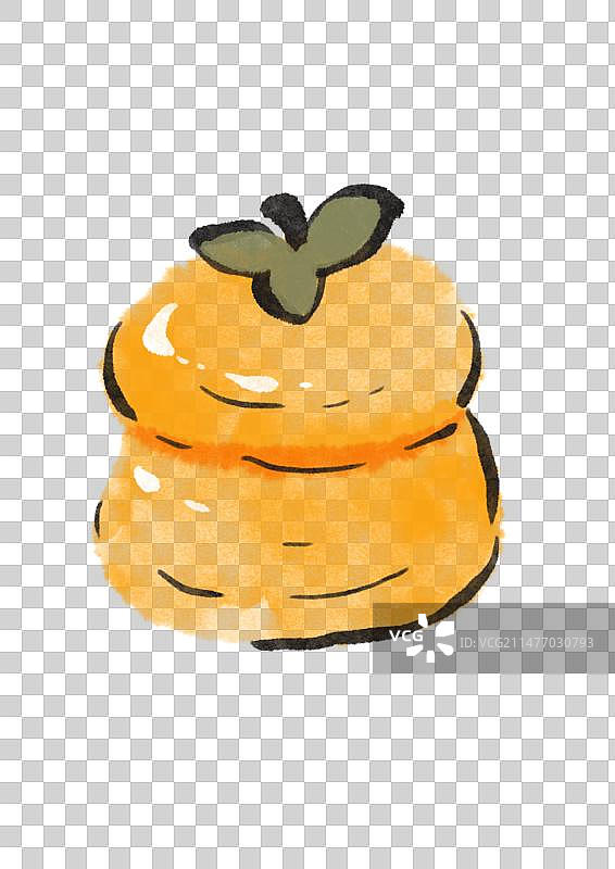 水墨风哈尔滨美食插画元素-冻柿子图片素材