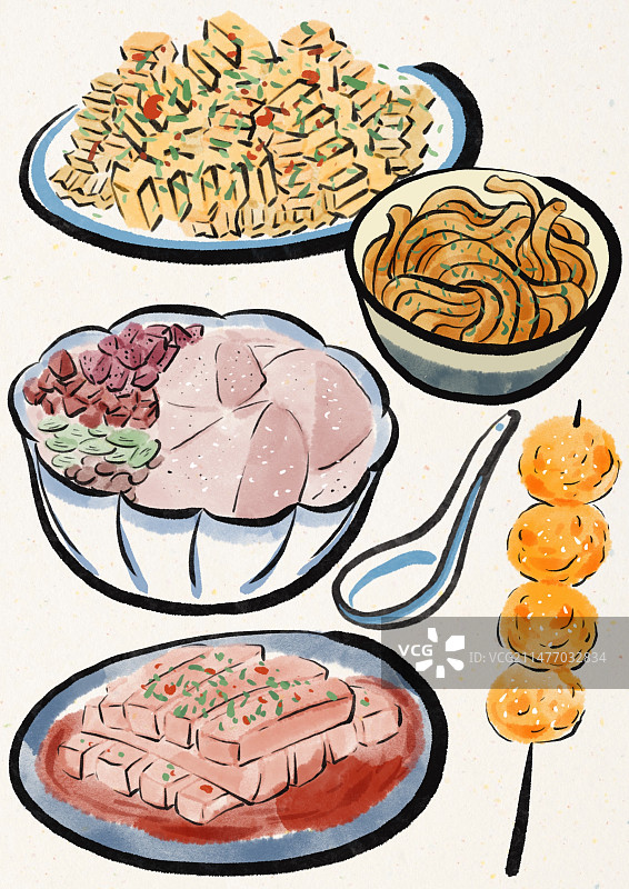 水墨风成都美食插画图片素材
