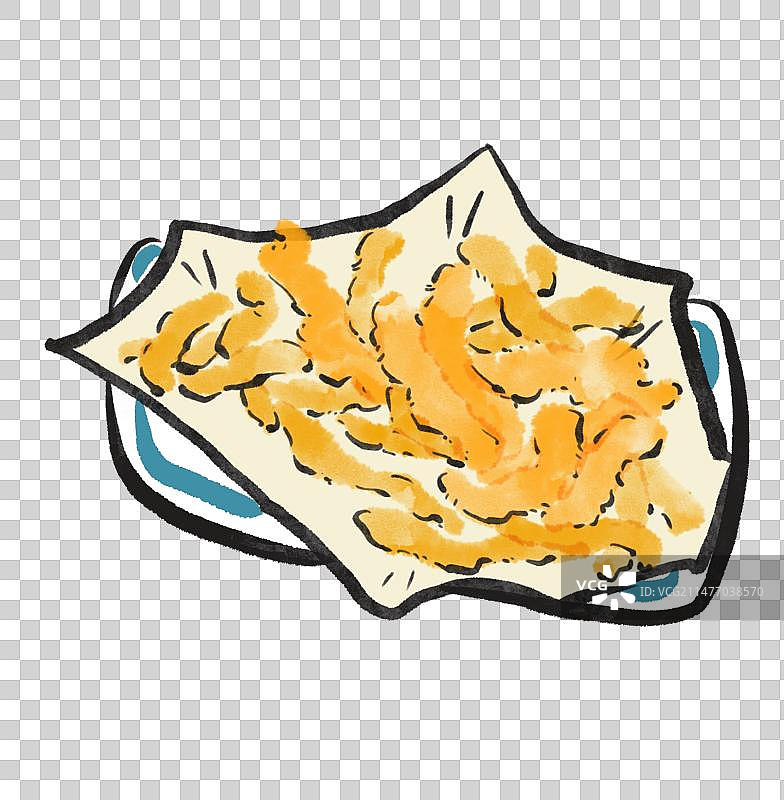 水墨风成都美食插画元素-小酥肉图片素材