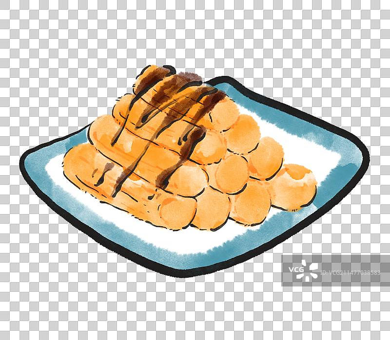 水墨风成都美食插画元素-红糖糍粑图片素材