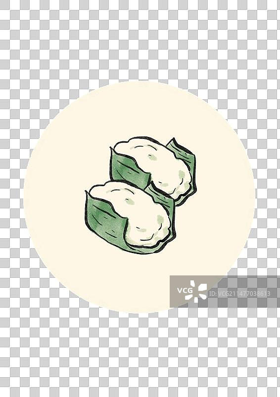 水墨风成都美食插画元素-叶儿粑图片素材