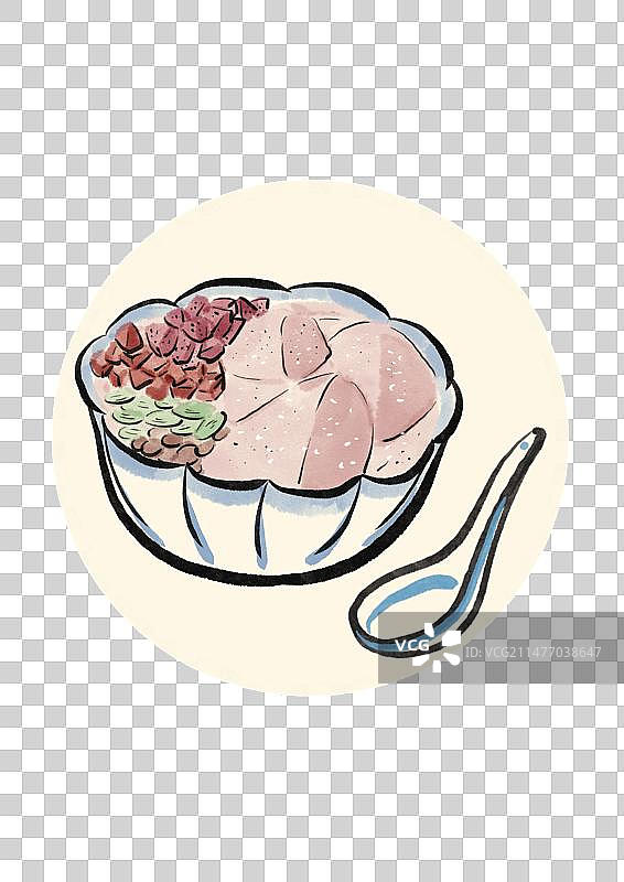 水墨风成都美食插画元素-手搓冰粉图片素材