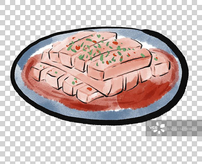 水墨风成都美食插画元素-伤心凉粉图片素材