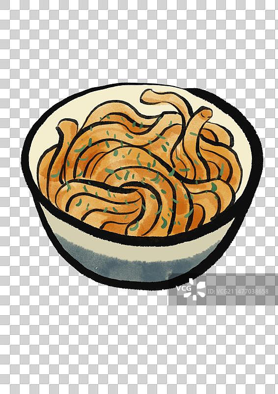 水墨风成都美食插画元素-甜水面图片素材