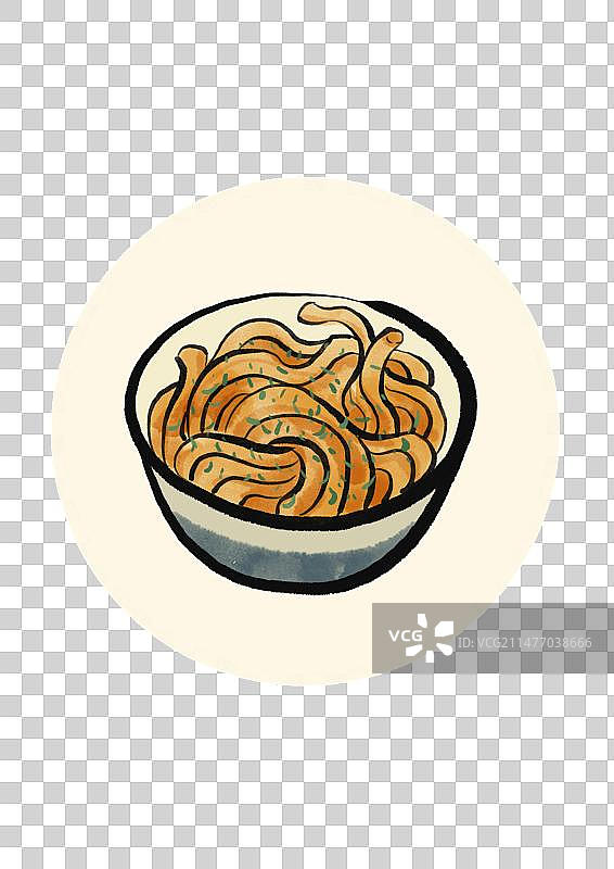 水墨风成都美食插画元素-甜水面图片素材