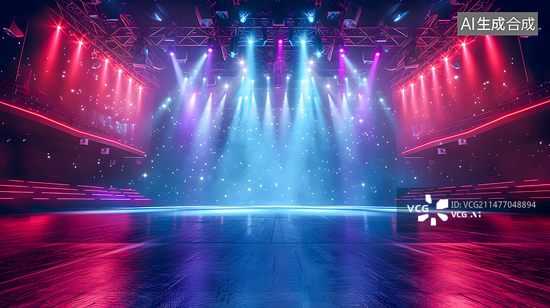 【AI数字艺术】音乐演唱会舞台上的灯光图片素材