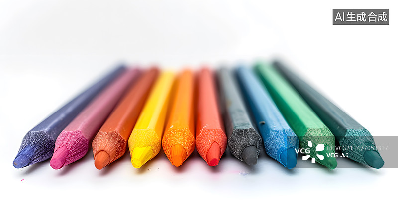 【AI数字艺术】彩色铅笔整齐排列图片素材