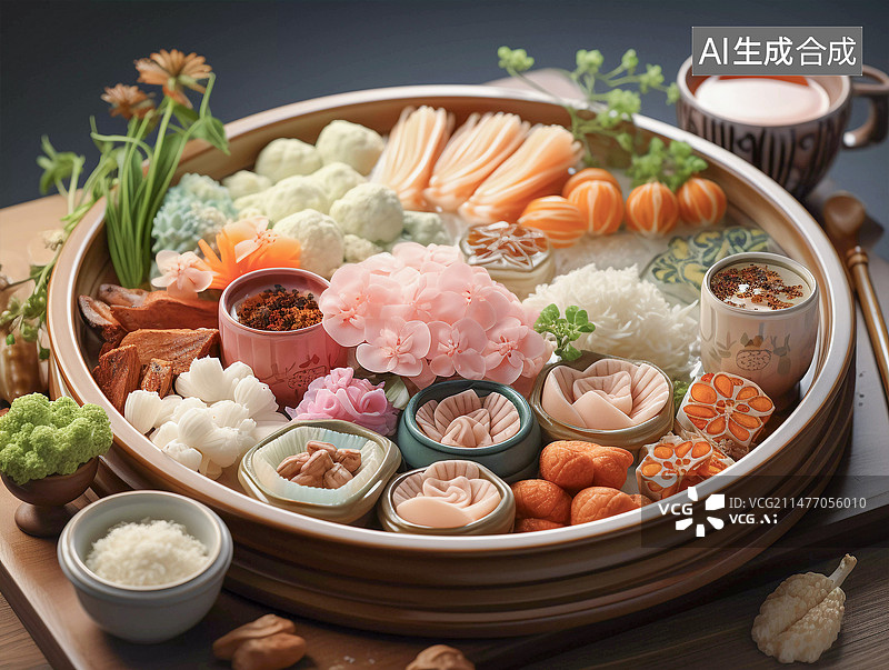 【AI数字艺术】一盘丰盛的刺身美食图片素材