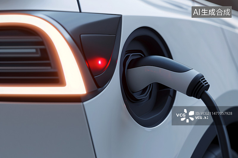 【AI数字艺术】电动汽车充电场景，新能源汽车电车未来科技概念插图图片素材