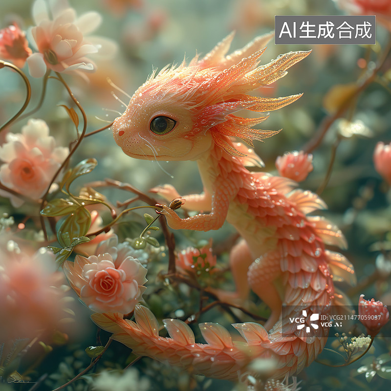 【AI数字艺术】植物上的变色龙特写镜头图片素材
