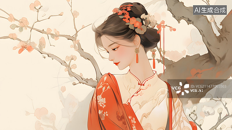 【AI数字艺术】水墨画古风插画图片素材