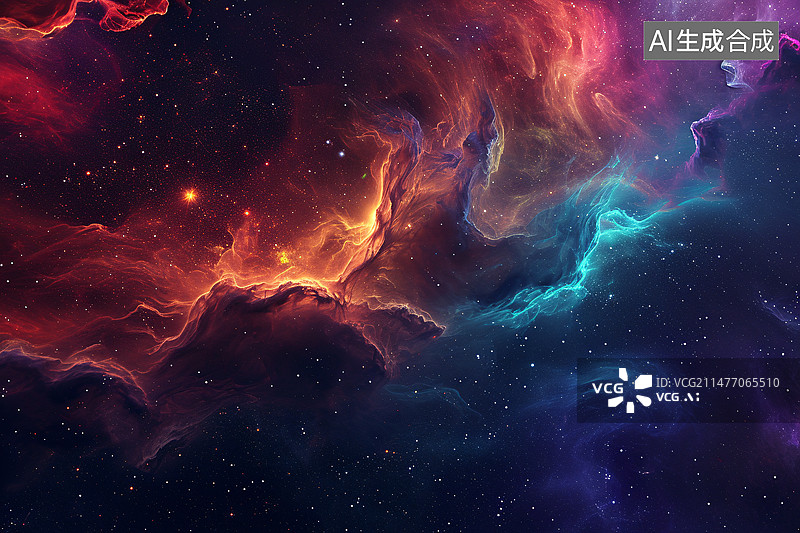 【AI数字艺术】数字星系多彩黑洞场景抽象图形海报网页PPT背景图片素材