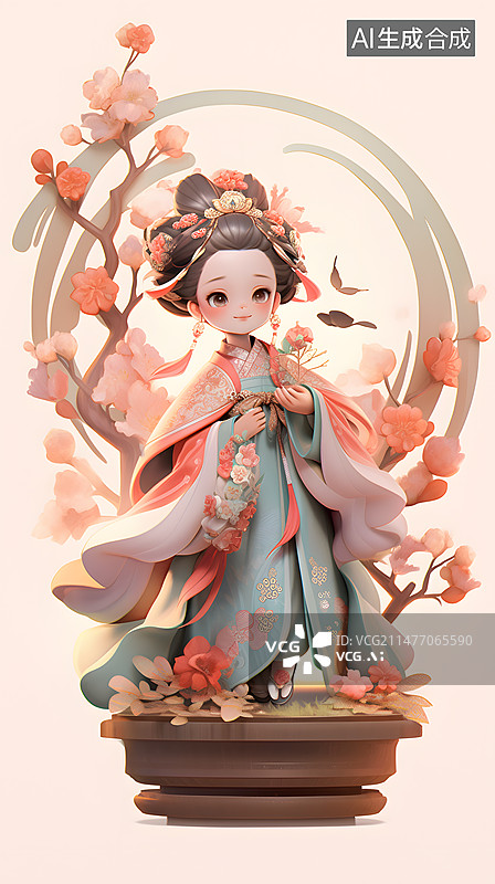 【AI数字艺术】可爱3D美女插画图片素材