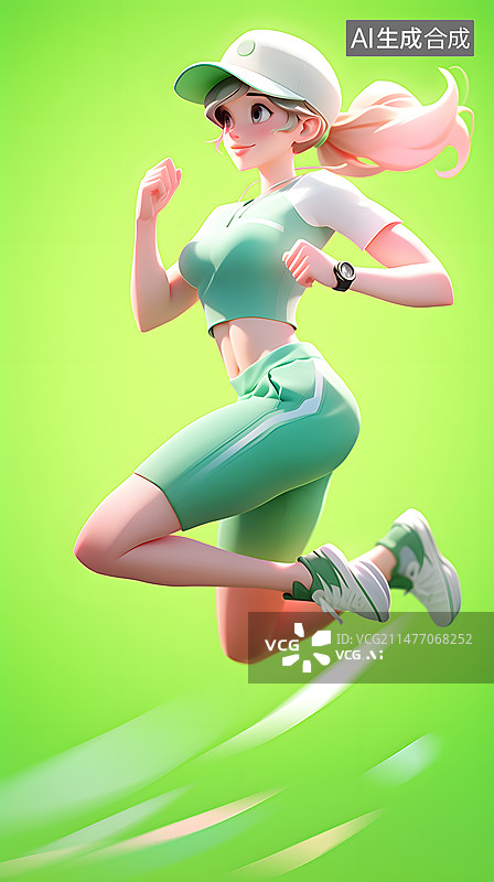 【AI数字艺术】运动跑步的少女图片素材