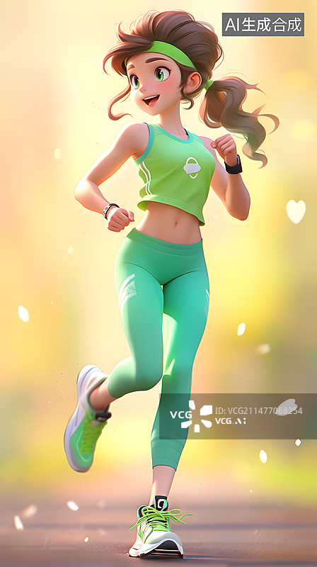 【AI数字艺术】运动跑步的少女图片素材