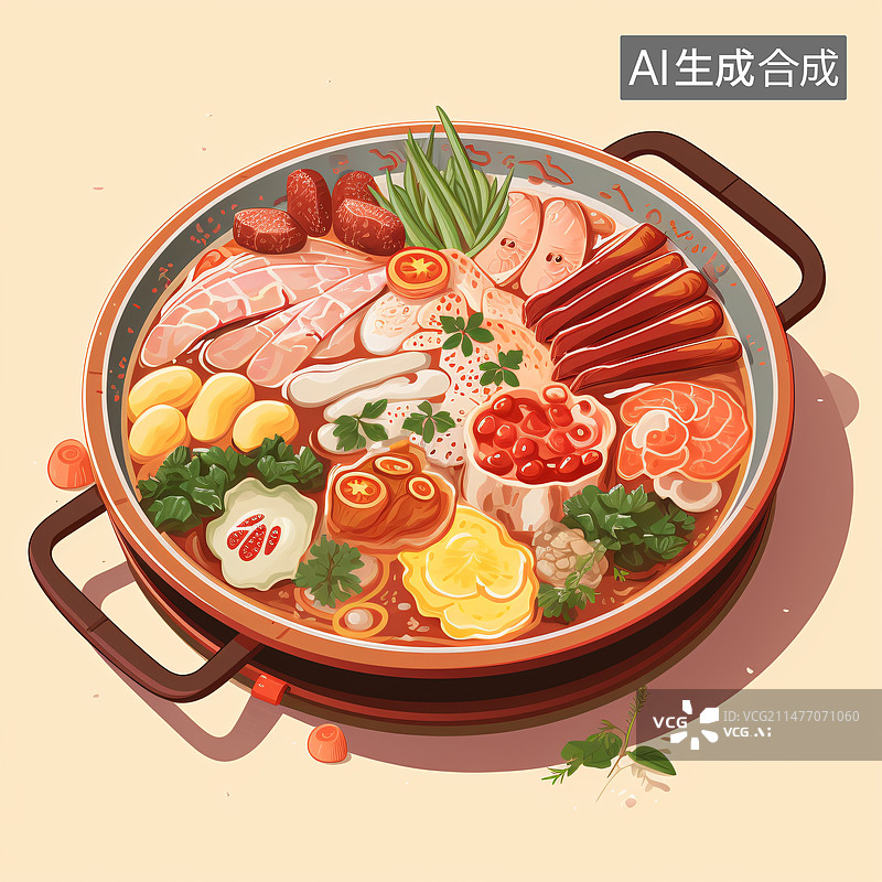 【AI数字艺术】除夕年夜饭麻辣火锅概念图图片素材