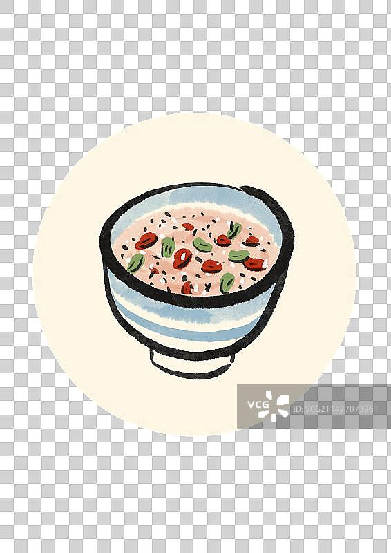 水墨风西安美食插画元素-八宝藕粉图片素材