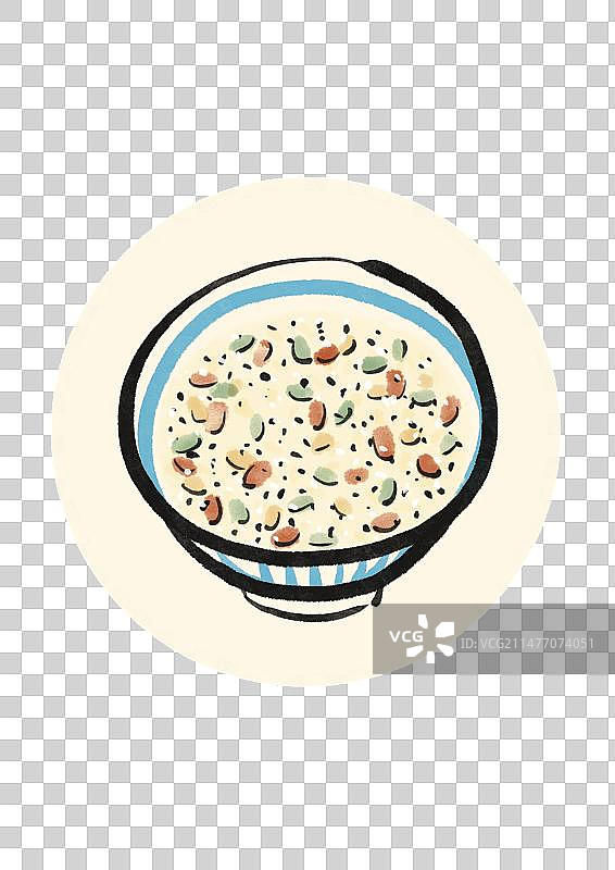 水墨风西安美食插画元素-牛奶鸡蛋醪糟图片素材