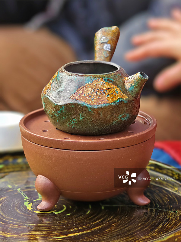 陶瓷煮茶器特写图片素材