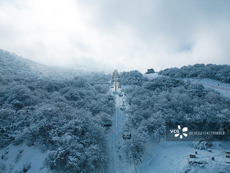 四川阿坝茂县九鼎山太子岭滑雪场风景航拍图片素材