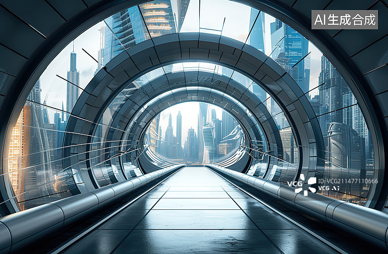 【AI数字艺术】现代建筑内部电梯图片素材