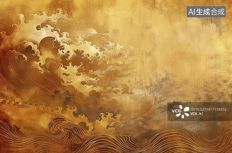 【AI数字艺术】金色的纹理光线图片素材