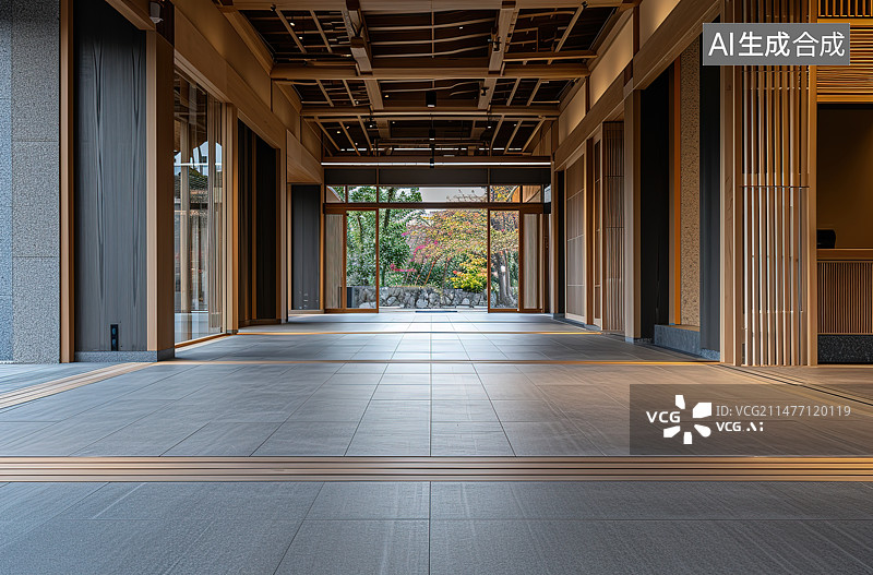 【AI数字艺术】现代城市建筑及砖地广场背景图图片素材