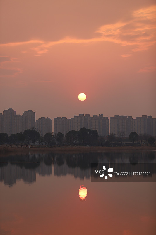 金沙湖落日图片素材