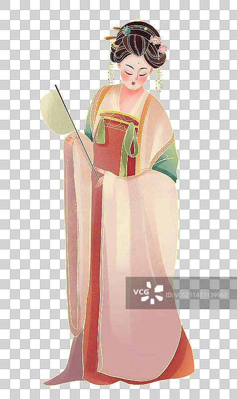 中式古风人物插画图片素材