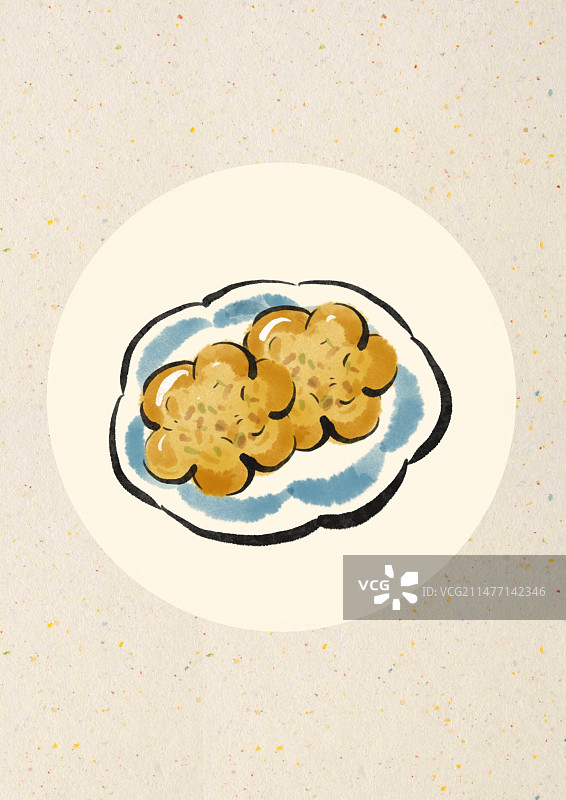 水墨风泉州美食插画-浮粿图片素材