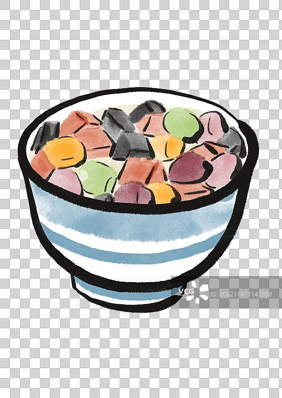 水墨风泉州美食插画元素-四果汤图片素材