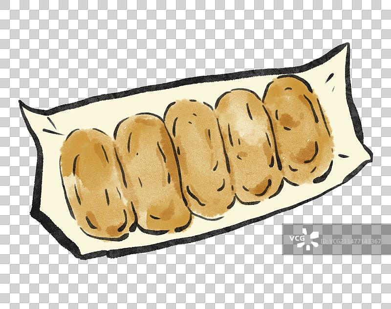 水墨风泉州美食插画元素-麻糍图片素材