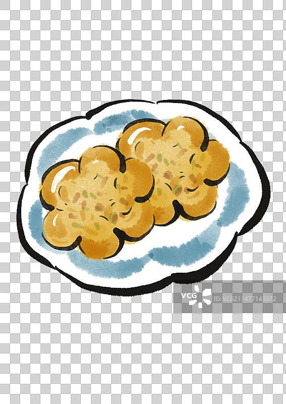 水墨风泉州美食插画元素-浮粿图片素材