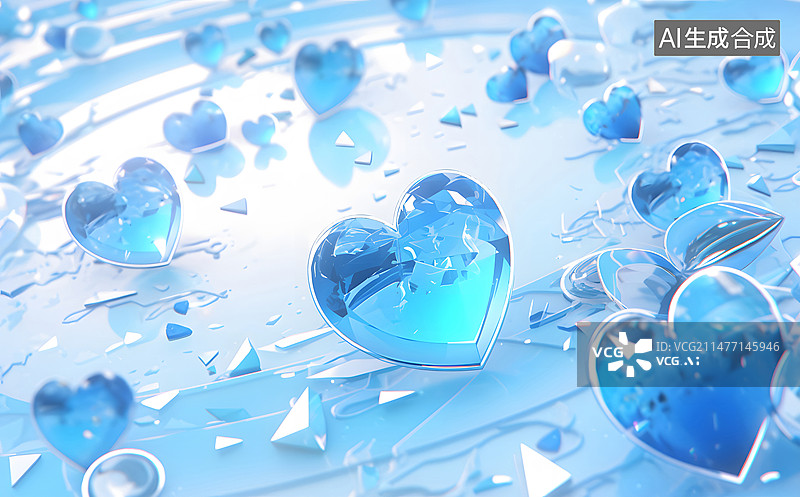 【AI数字艺术】玻璃爱心背景素材图片素材