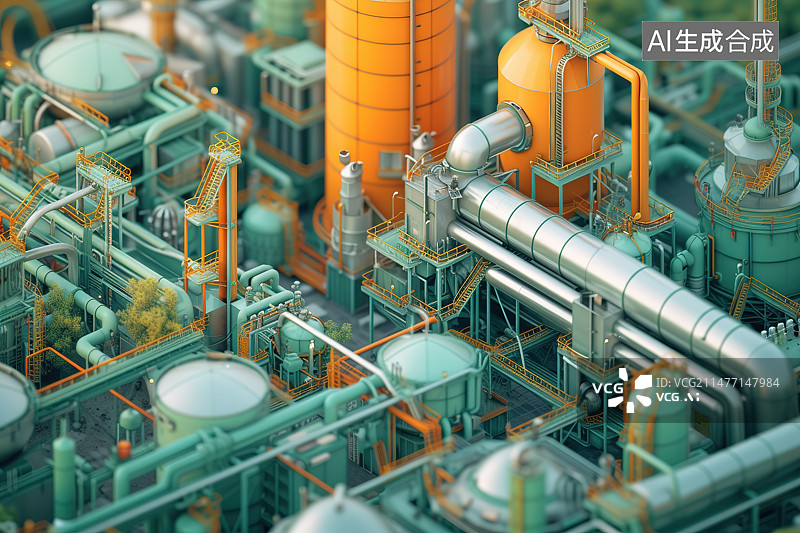 【AI数字艺术】现代一体化工厂创意微缩模型图片素材