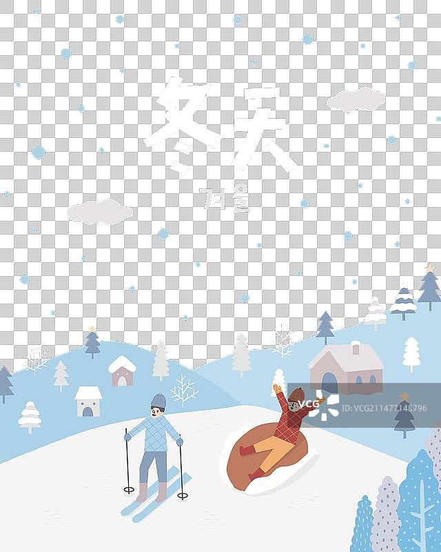 两人在滑雪胜地滑雪图片素材