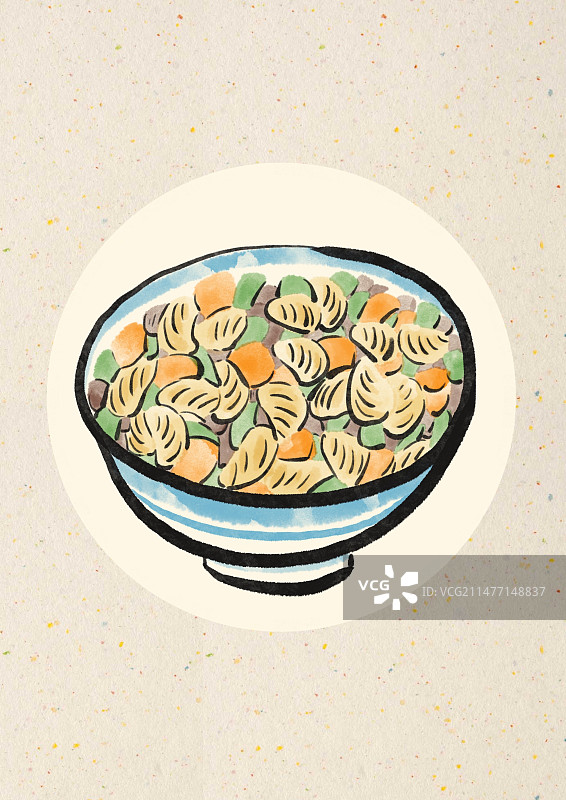 水墨风太原美食插画-猫耳朵图片素材