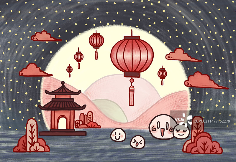 星夜元宵图片素材