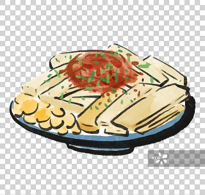 水墨风太原美食插画元素-凉粉图片素材