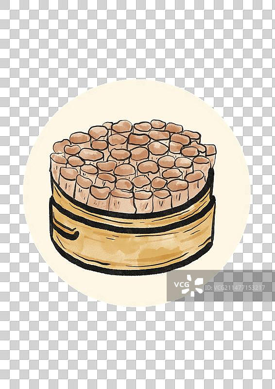 水墨风太原美食插画元素-莜面图片素材