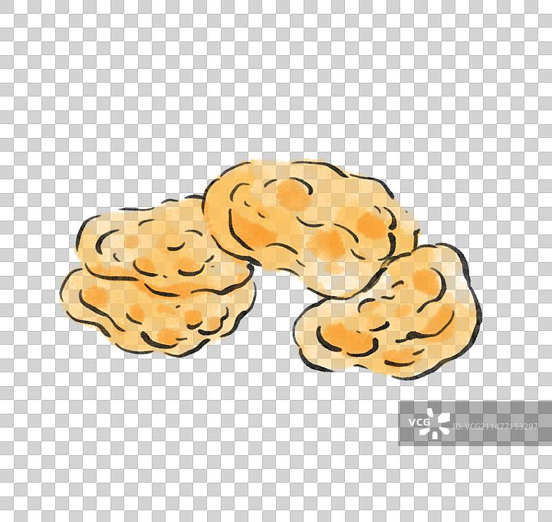 水墨风太原美食插画元素-石头饼图片素材