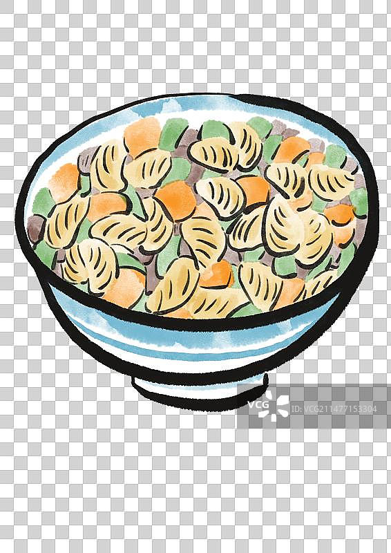 水墨风太原美食插画元素-猫耳朵图片素材