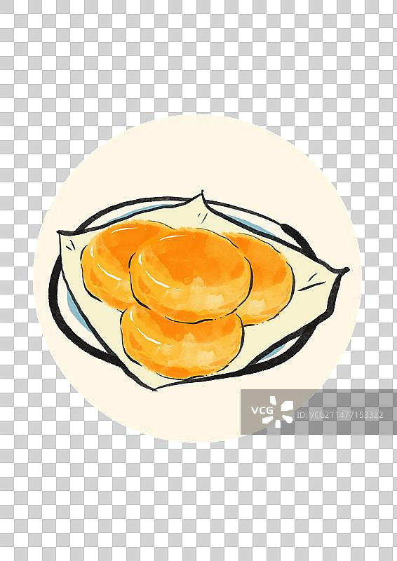 水墨风太原美食插画元素-油糕图片素材